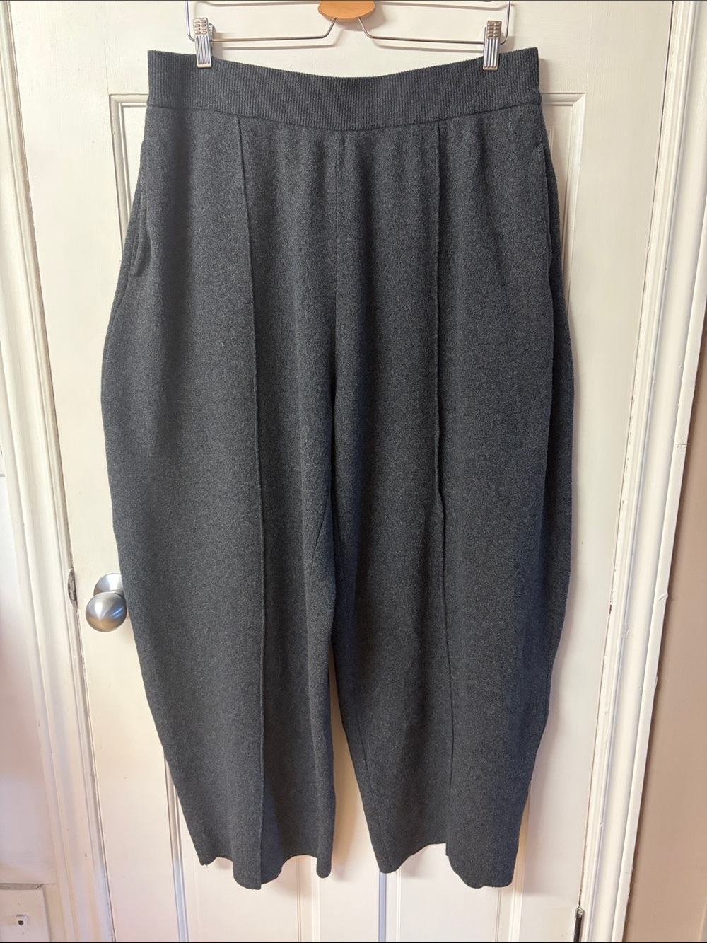 Scoop Women's Sweater Knit Barrel Pull On Wooly Pants in charcoal grey size XXL